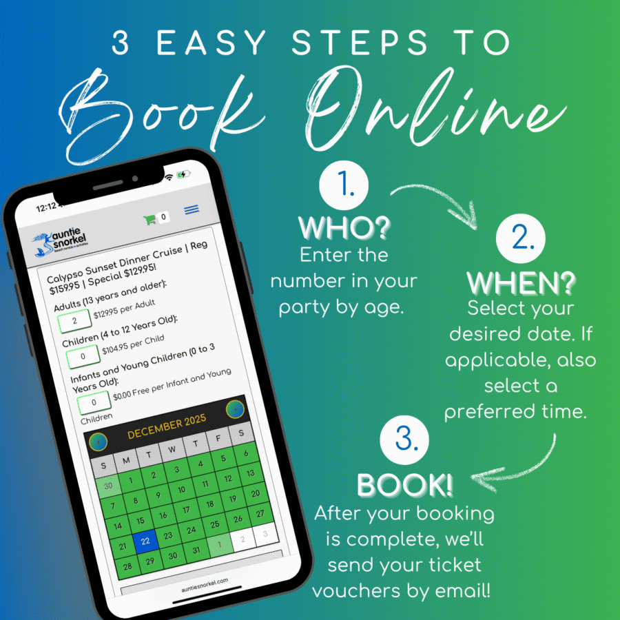 3 Easy Steps to Book Online - Calypso Maui Sunset Dinner Cruise - Book Maui Activities at Auntie Snorkel