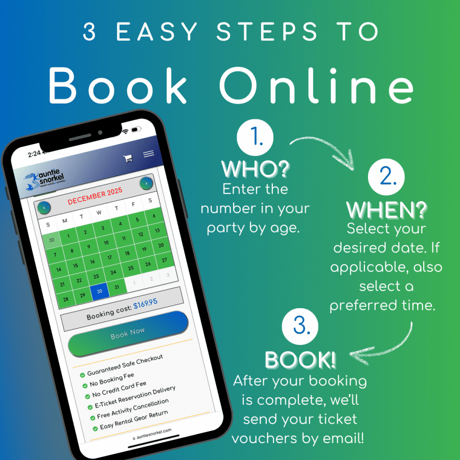 3 Easy Steps to Book Online - Royal Lahaina Luau - Myths of Maui Luau - Book Maui Activities at Auntie Snorkel