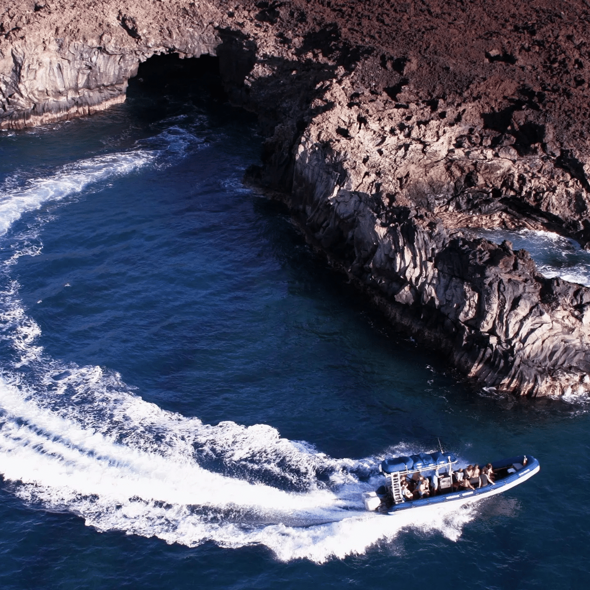 Rugged Coastline Access - Blue Water Rafting Kanaio Coast - Book Maui Activities at Auntie Snorkel