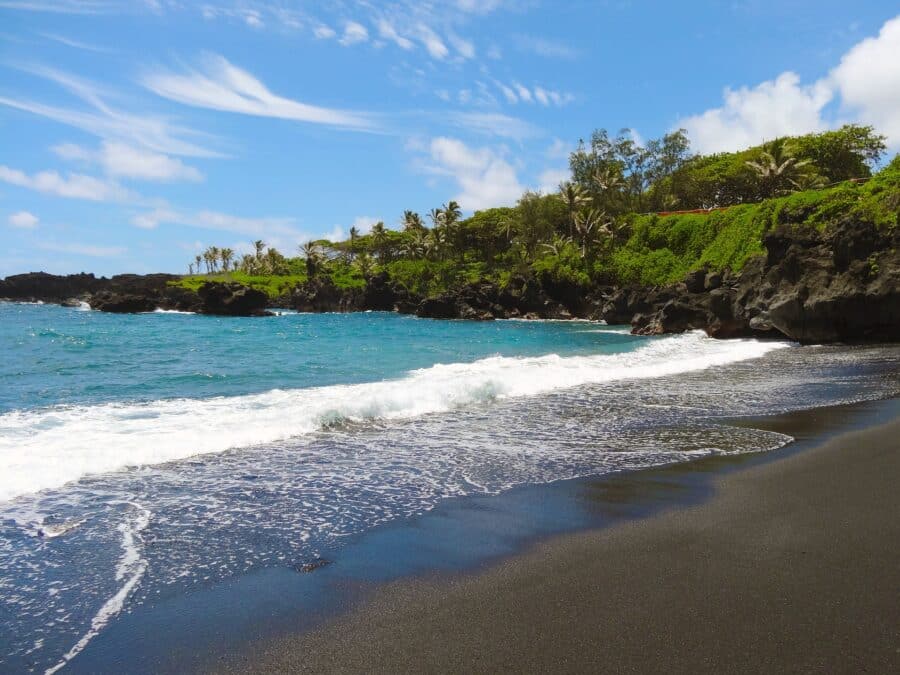Black sand beach at Waianapanapa State Park